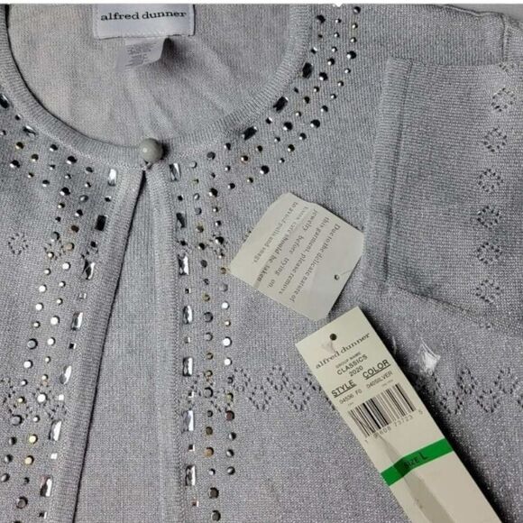 Alfred Dunner Silver Layered Sweater  Medium NWT - Picture 6 of 8